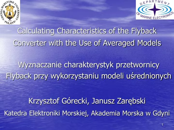 calculating characteristics of the flyback converter with the use of averaged models