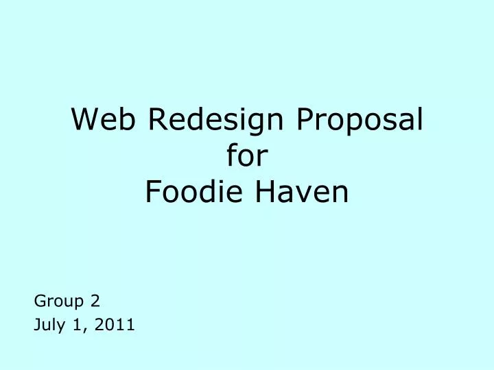 web redesign proposal for foodie haven