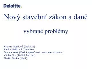 nov stavebn z kon a dan vybran probl my