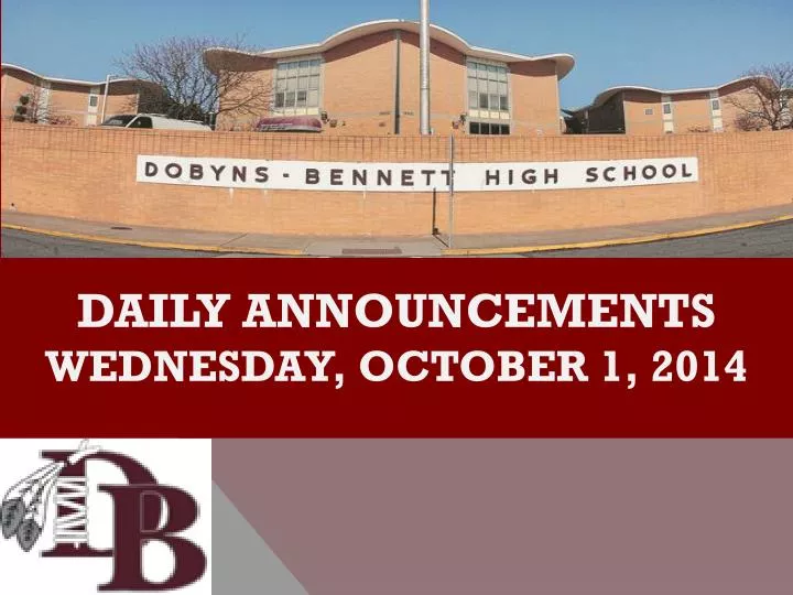 daily announcements wednesday october 1 2014