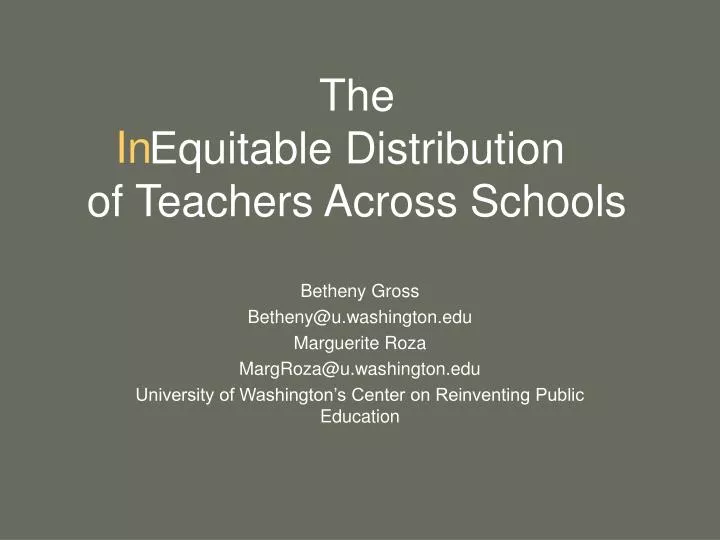 the equitable distribution of teachers across schools