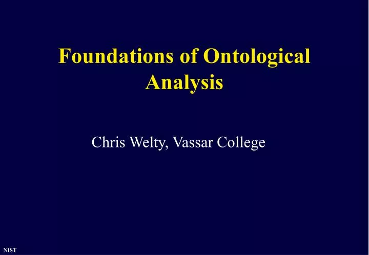 foundations of ontological analysis