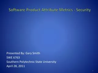 Software Product Attribute Metrics - Security