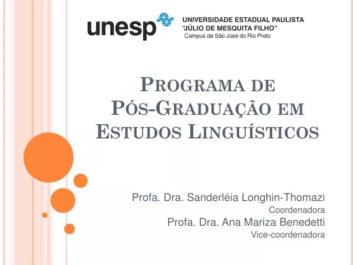 programa de p s gradua o em estudos lingu sticos