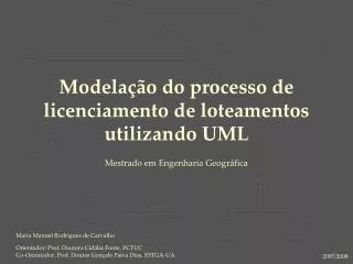modela o do processo de licenciamento de loteamentos utilizando uml