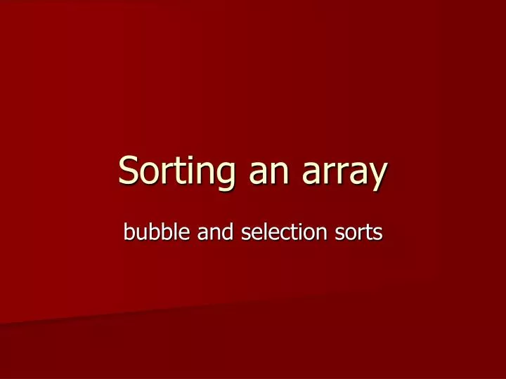 sorting an array
