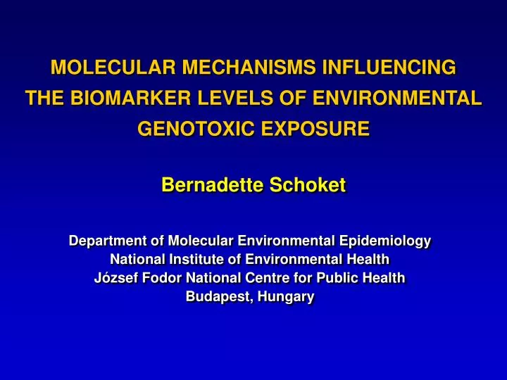 molecular mechanisms influencing the biomarker levels of environmental genotoxic exposure
