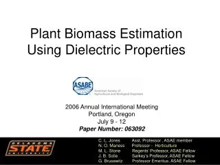 Plant Biomass Estimation Using Dielectric Properties