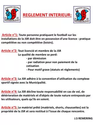 reglement interieur