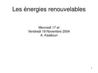 les nergies renouvelables