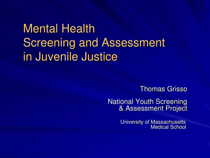 mental health screening and assessment in juvenile justice