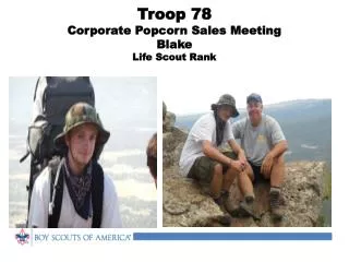 Troop 78 Corporate Popcorn Sales Meeting Blake Life Scout Rank