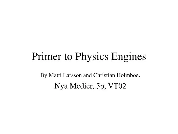 primer to physics engines