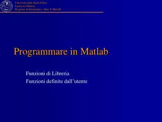 programmare in matlab