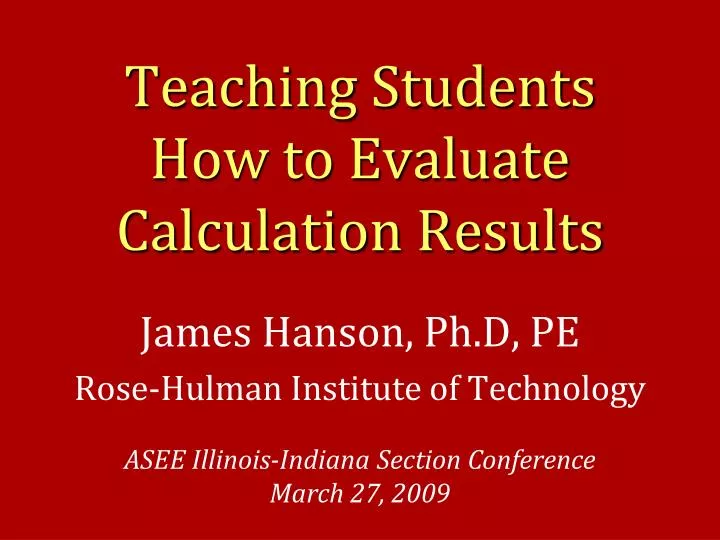 teaching students how to evaluate calculation results