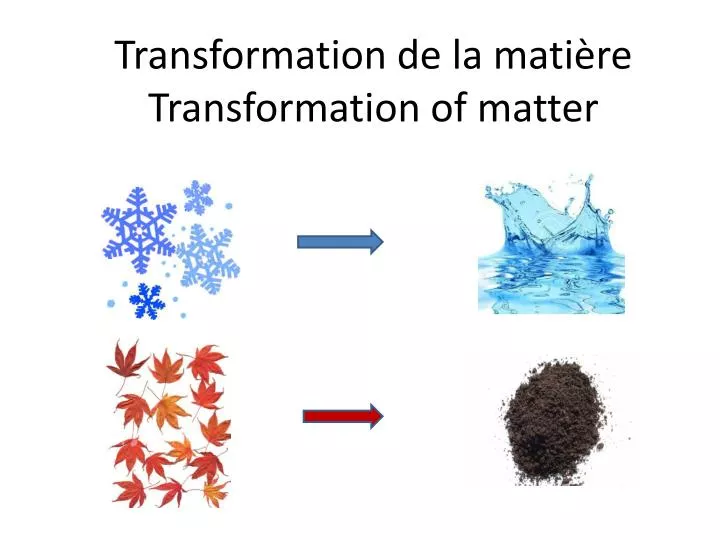 transformation de la mati re transformation of matter