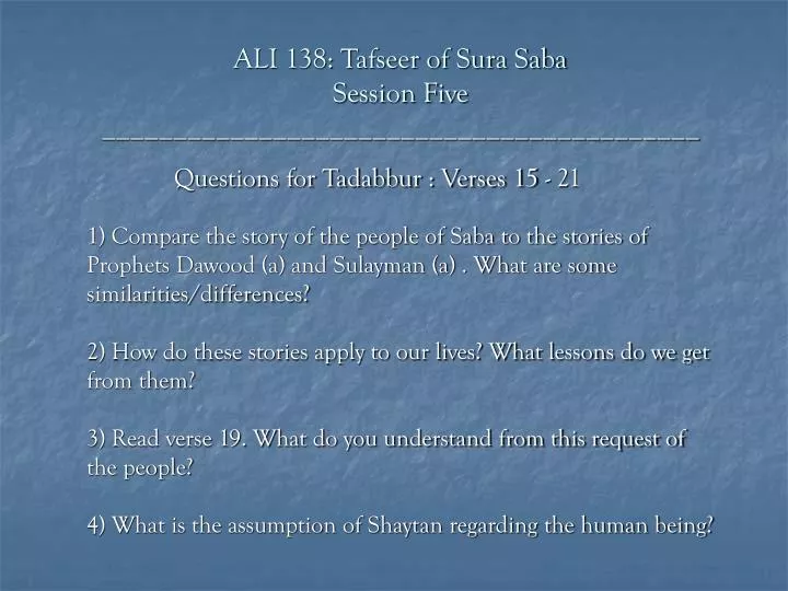 ali 138 tafseer of sura saba session five
