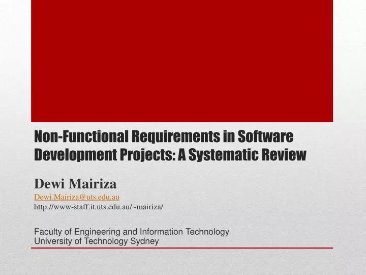 non functional requirements in software development projects a systematic review