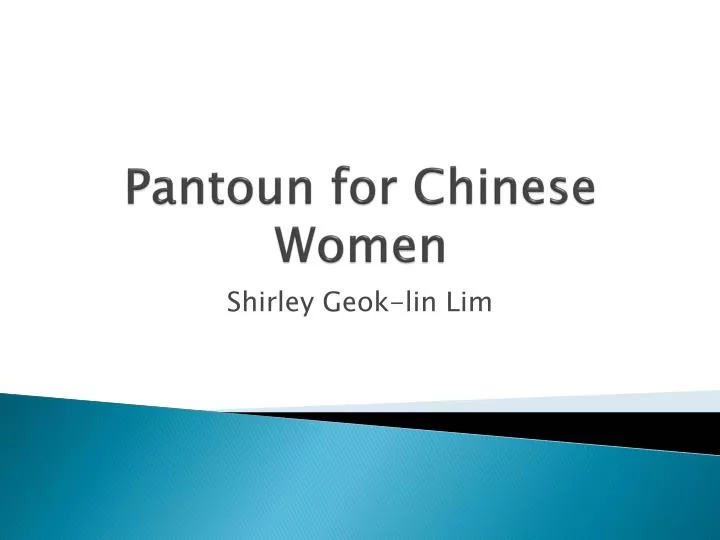 pantoun for chinese women