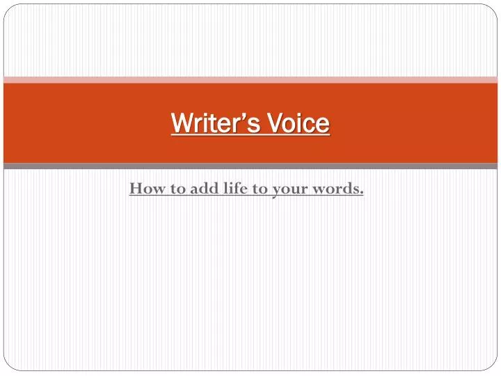 writer s voice