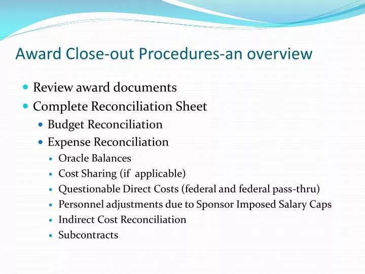 award close out procedures an overview