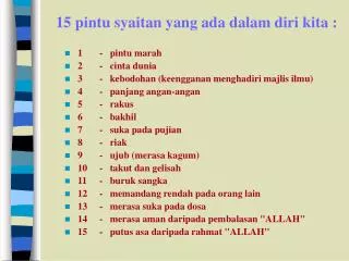 15 pintu syaitan yang ada dalam diri kita