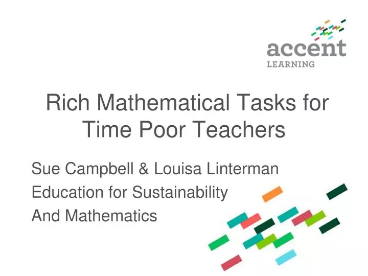 rich mathematical tasks for time poor teachers