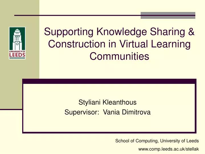 supporting knowledge sharing construction in virtual learning communities