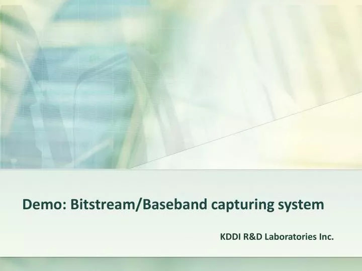 demo bitstream baseband capturing system