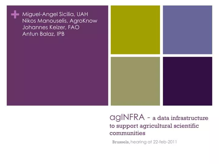 aginfra a data infrastructure to support agricultural scientific communities