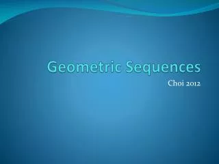 Geometric Sequences