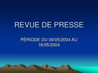revue de presse