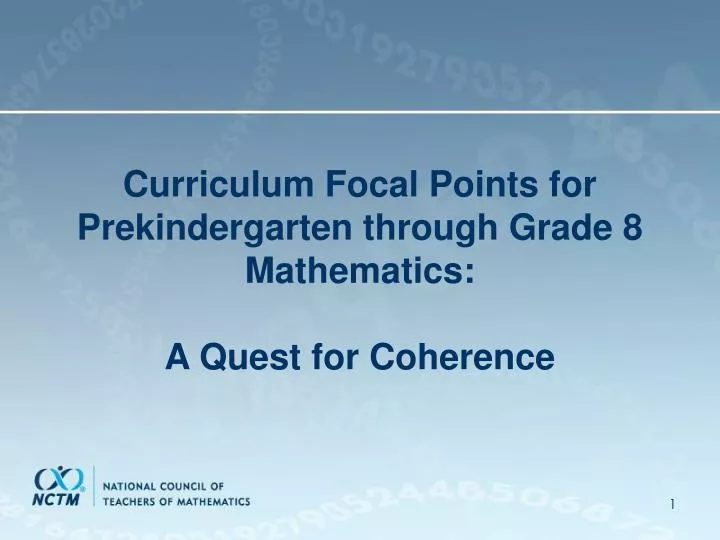curriculum focal points for prekindergarten through grade 8 mathematics a quest for coherence
