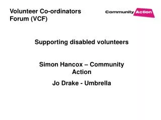 Volunteer Co-ordinators Forum (VCF)