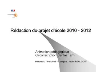 r daction du projet d cole 2010 2012