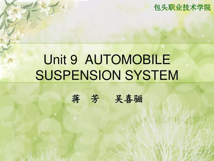 unit 9 automobile suspension system