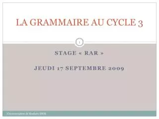 la grammaire au cycle 3