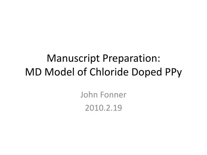 manuscript preparation md model of chloride doped ppy