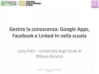 gestire la conoscenza google apps facebook e linked in nella scuola