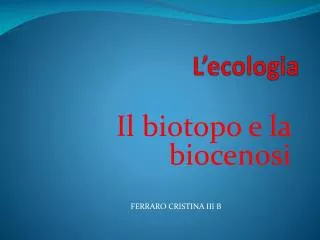 l ecologia