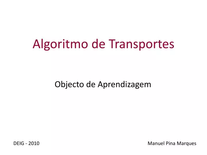 algoritmo de transportes