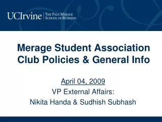 Merage Student Association Club Policies &amp; General Info
