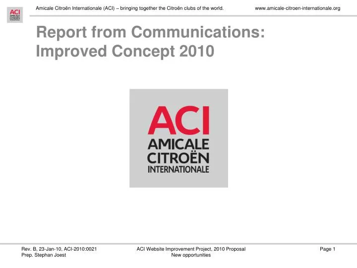 report from communications improved concept 2010