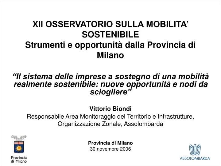 xii osservatorio sulla mobilita sostenibile strumenti e opportunit dalla provincia di milano