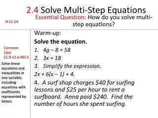 2.4 Solve Multi-Step Equations
