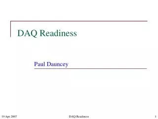 DAQ Readiness