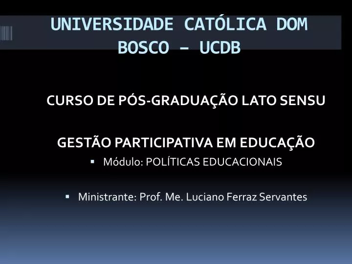 universidade cat lica dom bosco ucdb