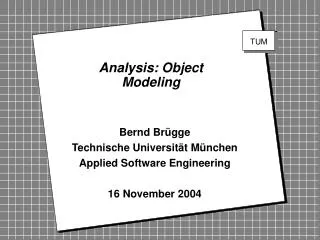 Analysis: Object Modeling