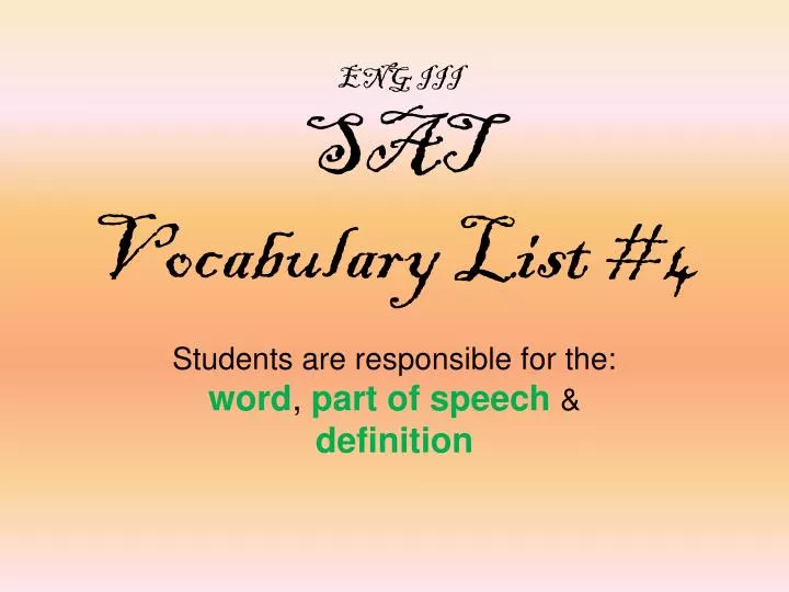 eng iii sat vocabulary list 4