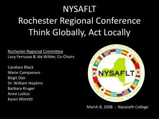 NYSAFLT Rochester Regional Conference Think Globally, Act Locally